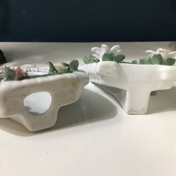 Vintage 80s Porcelain Ceramic 3D Flower Small Photo Picture Frames Grandma Core - Picture 11 of 16